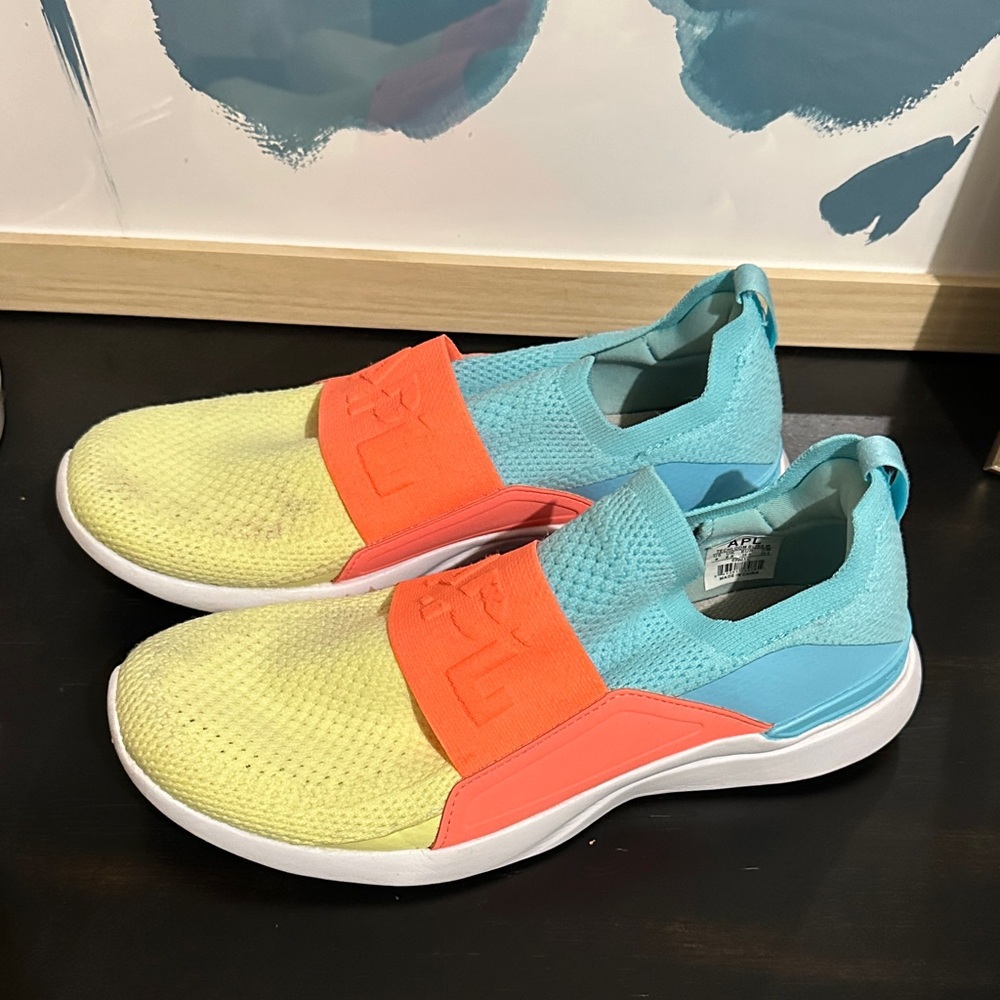 APL Women's Slip-On Sneakers in Yellow, Turquoise & Coral